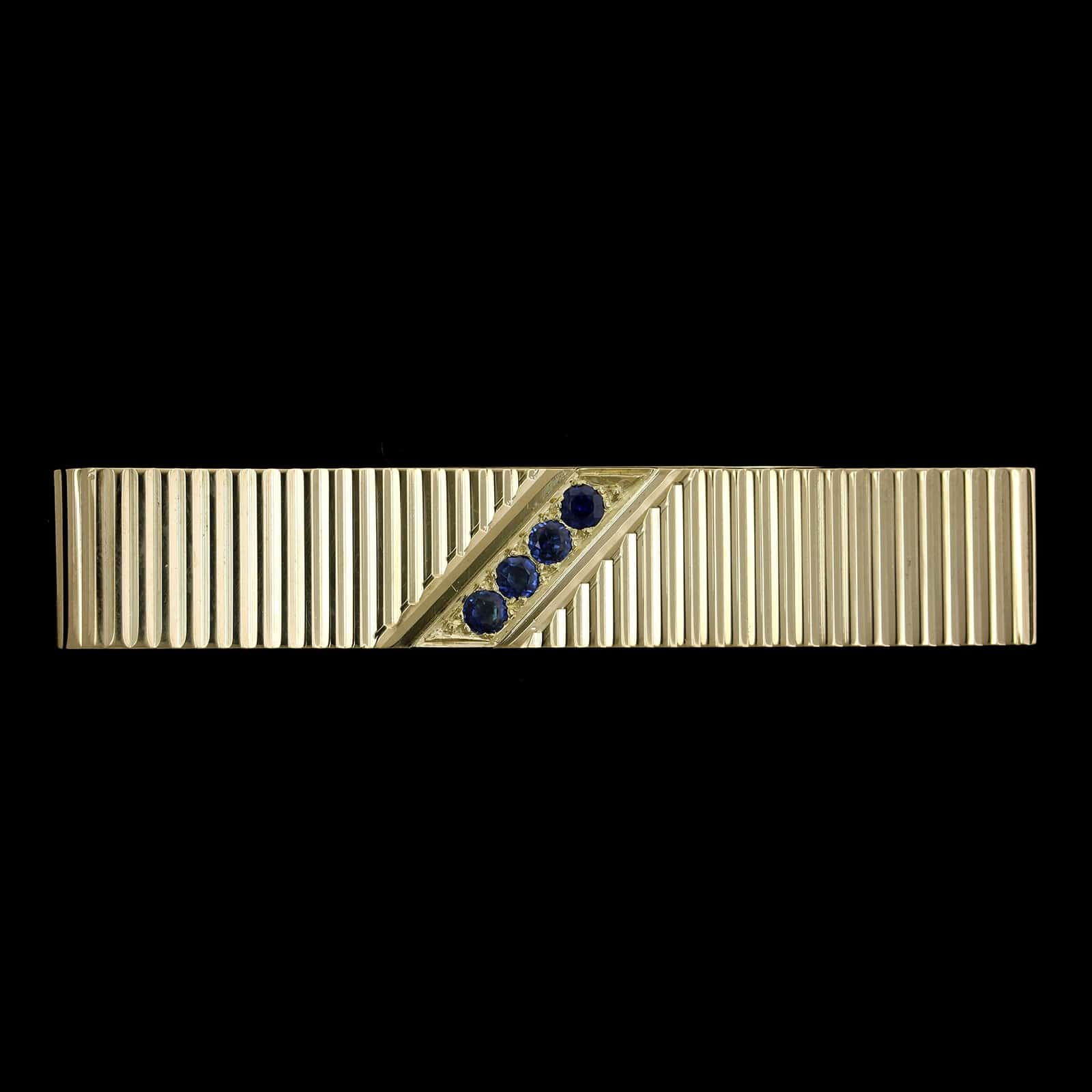 Tiffany & Co. 14K Yellow Gold Estate Sapphire Tie Bar