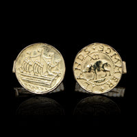 18K Yellow Gold estate Iland Sommer Hogge Shilling Replica Cufflinks