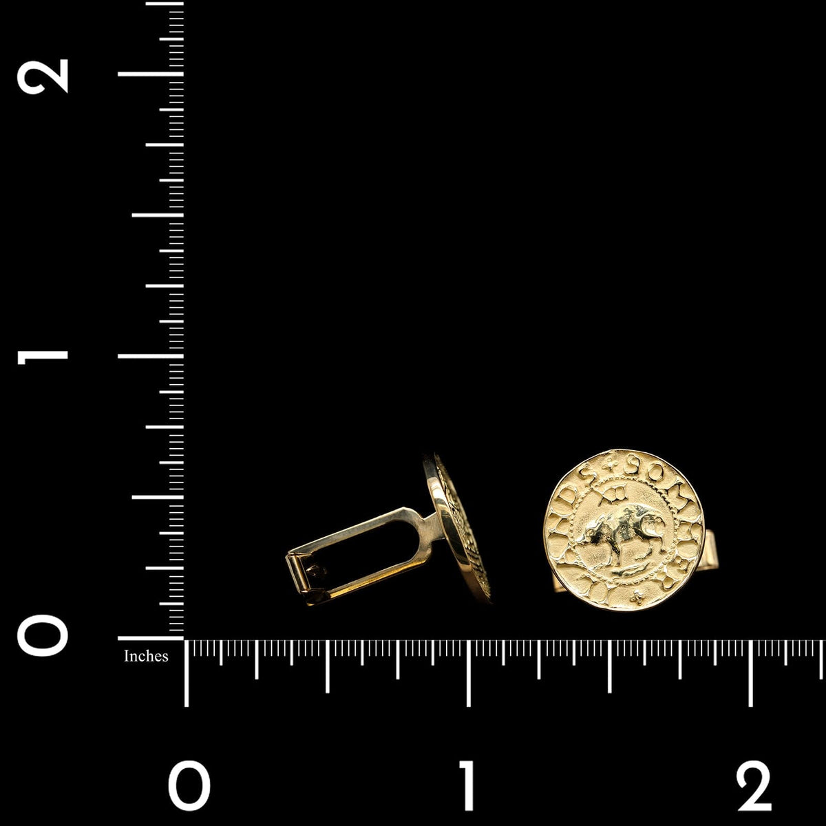 18K Yellow Gold estate Iland Sommer Hogge Shilling Replica Cufflinks
