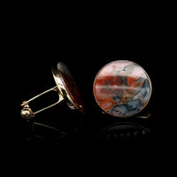 14K Yellow Gold Estate Moss Agate Cufflinks