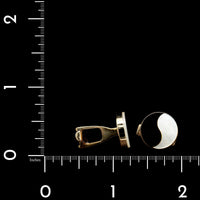 14K Yellow Gold Estate Onyx and Mother of Pearl Yin Yang Cufflinks