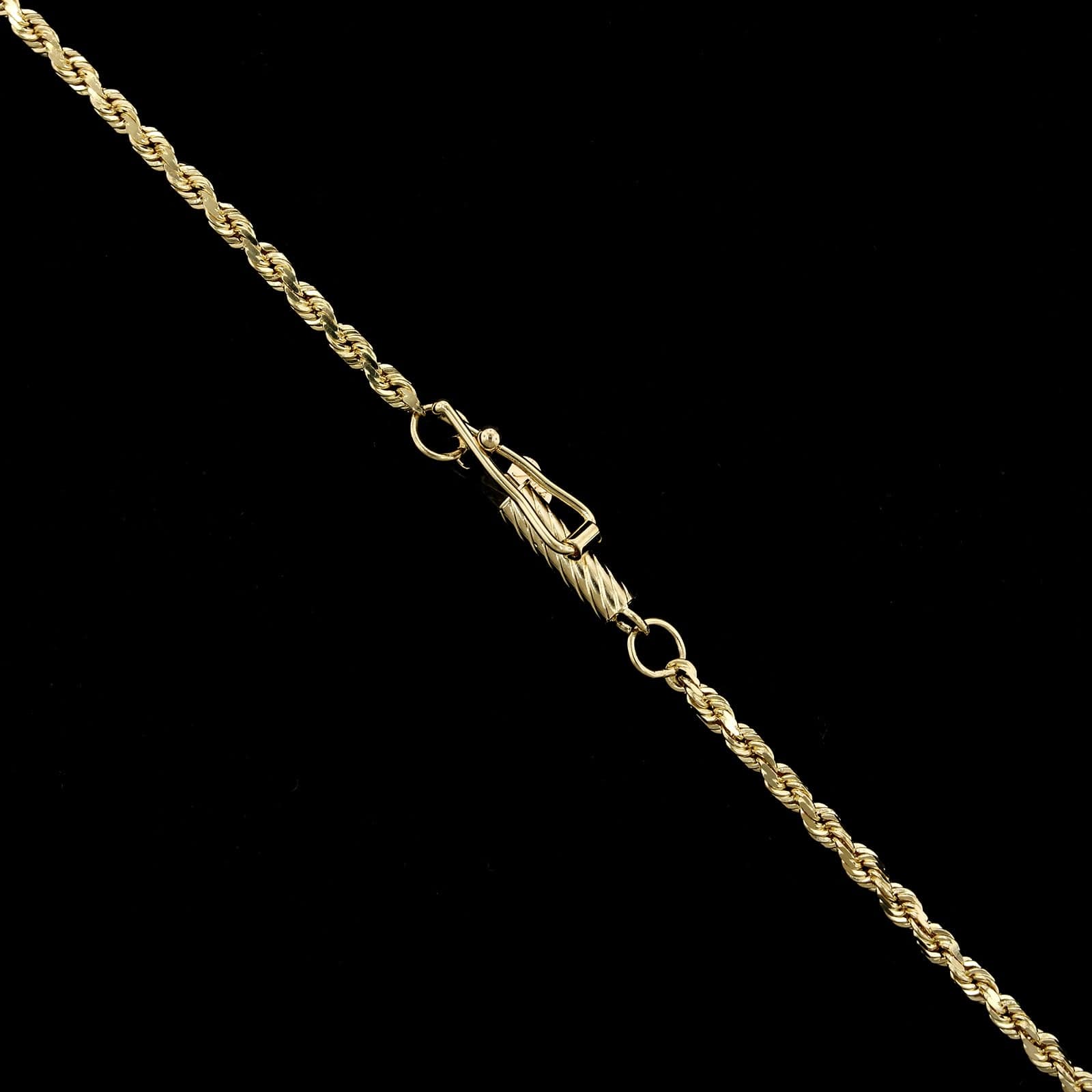 14K Yellow Gold Estate Diamond Cut Rope Chain