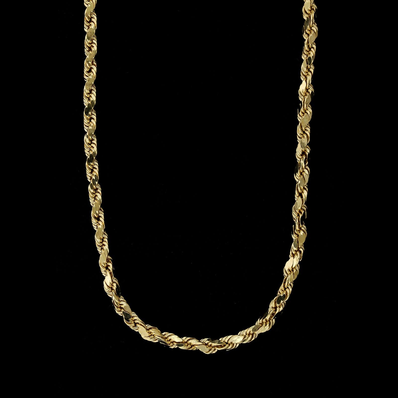 18K Yellow Gold Estate Diamond Cut Rope Chain