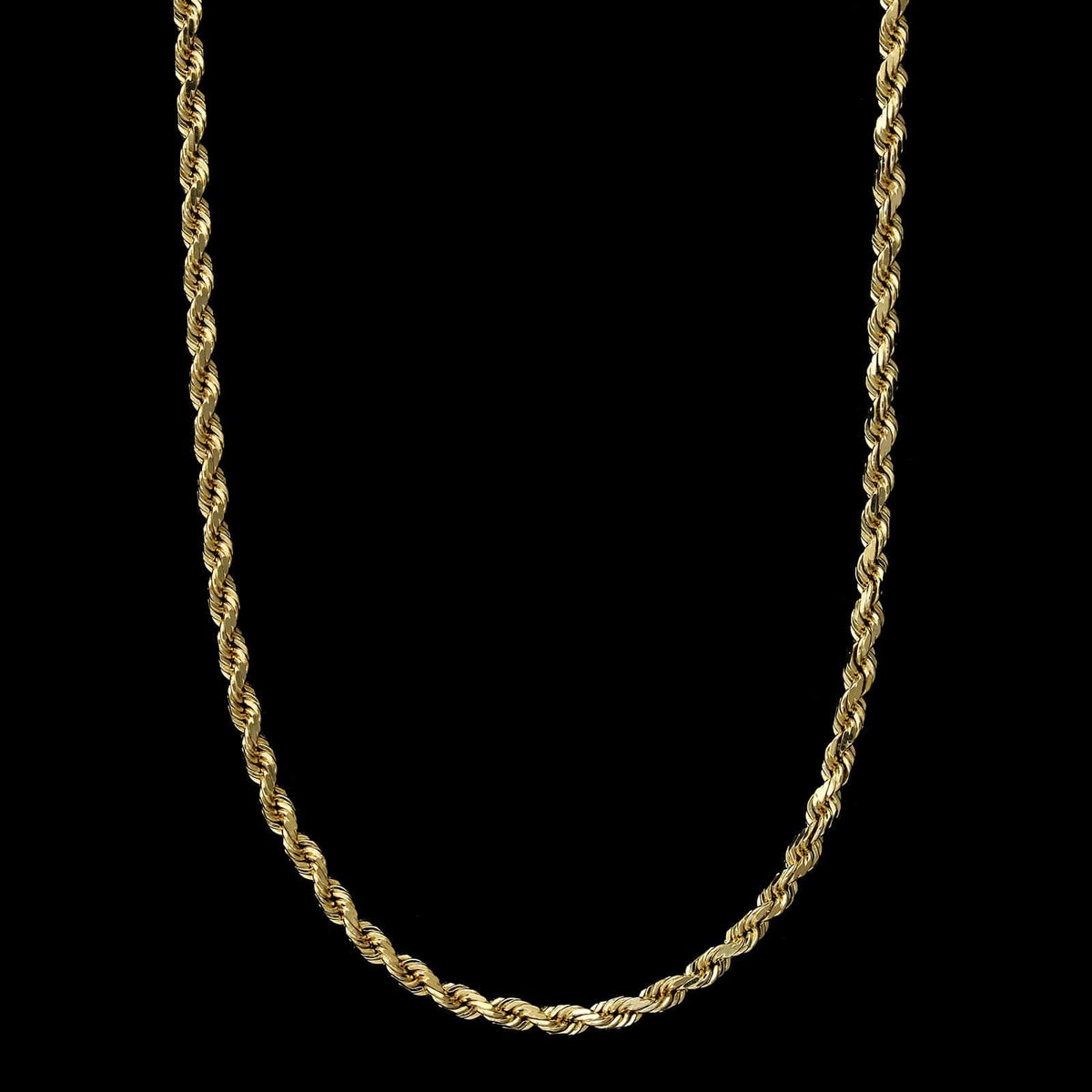 14K Yellow Gold Estate Diamond Cut Rope Chain