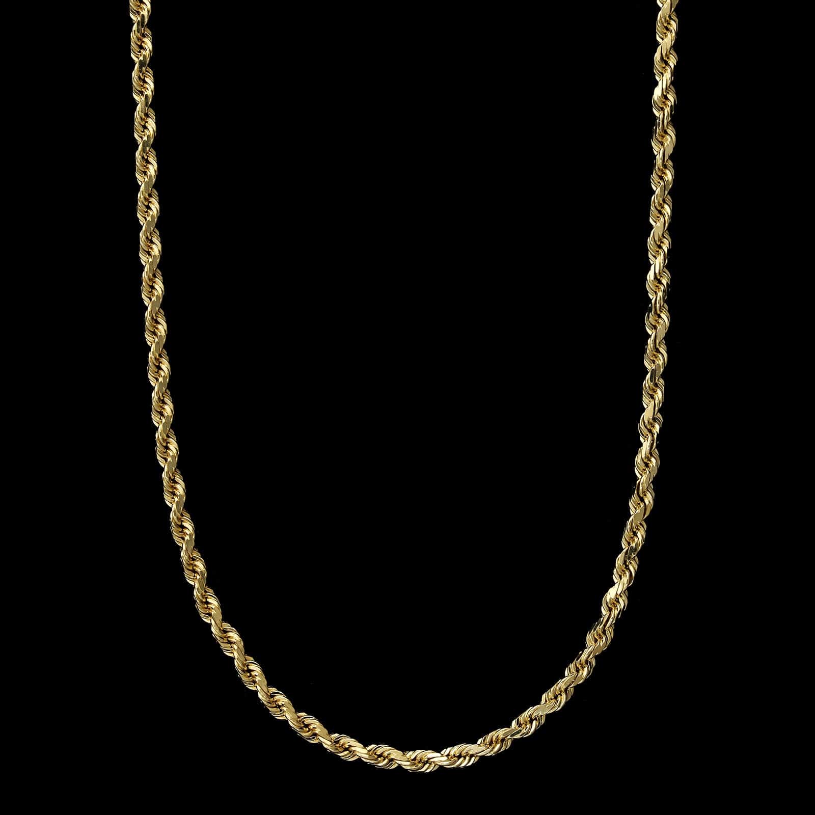 14K Yellow Gold Estate Diamond Cut Rope Chain