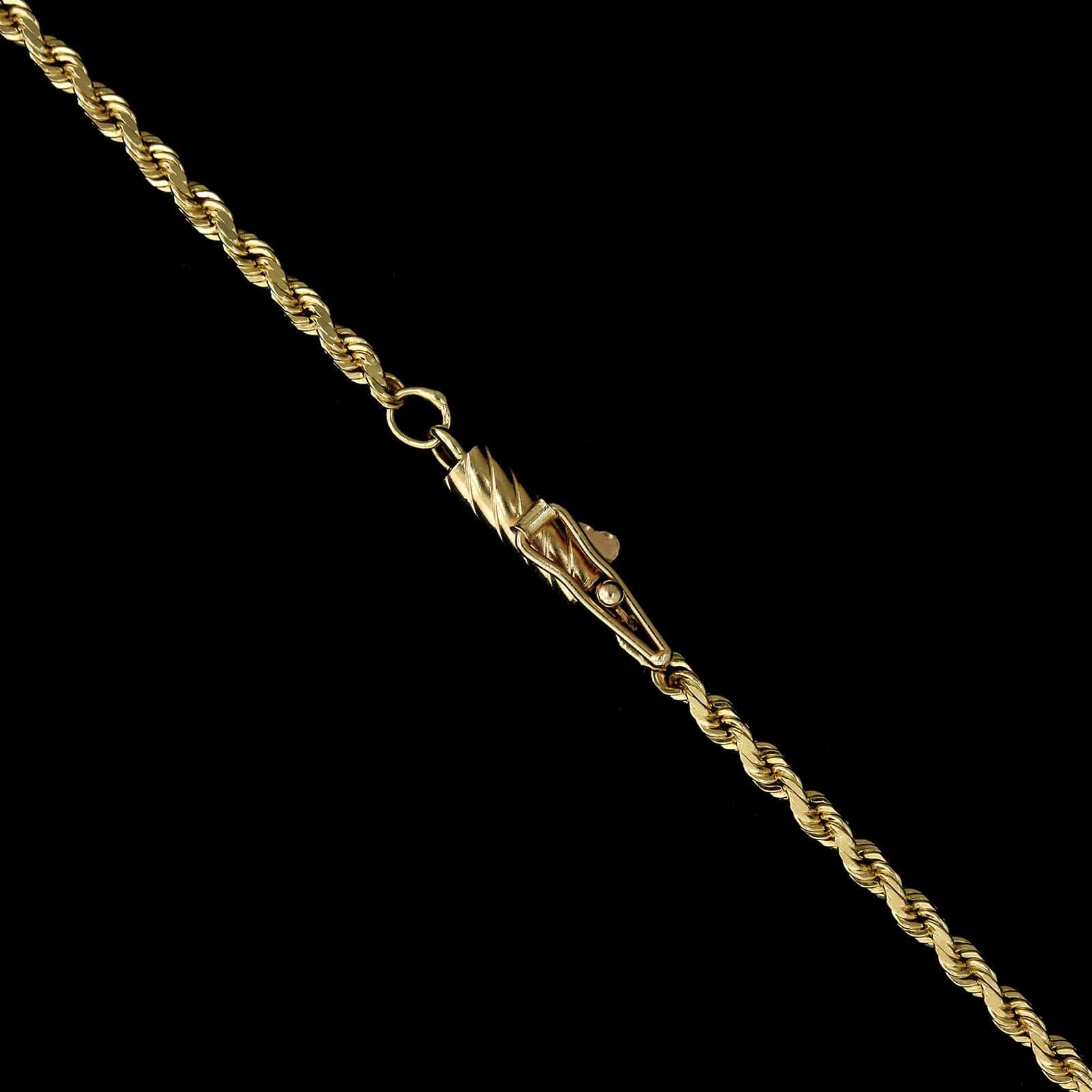 14K Yellow Gold Estate Diamond Cut Rope Chain