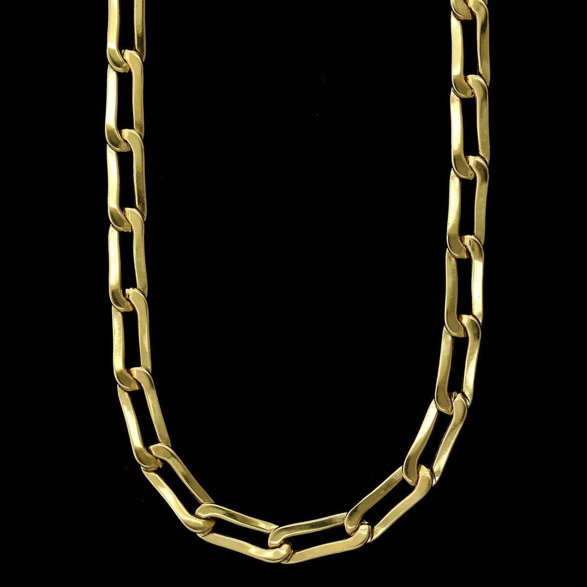 18K Yellow Gold Estate Paperclip Hollow Link Necklace