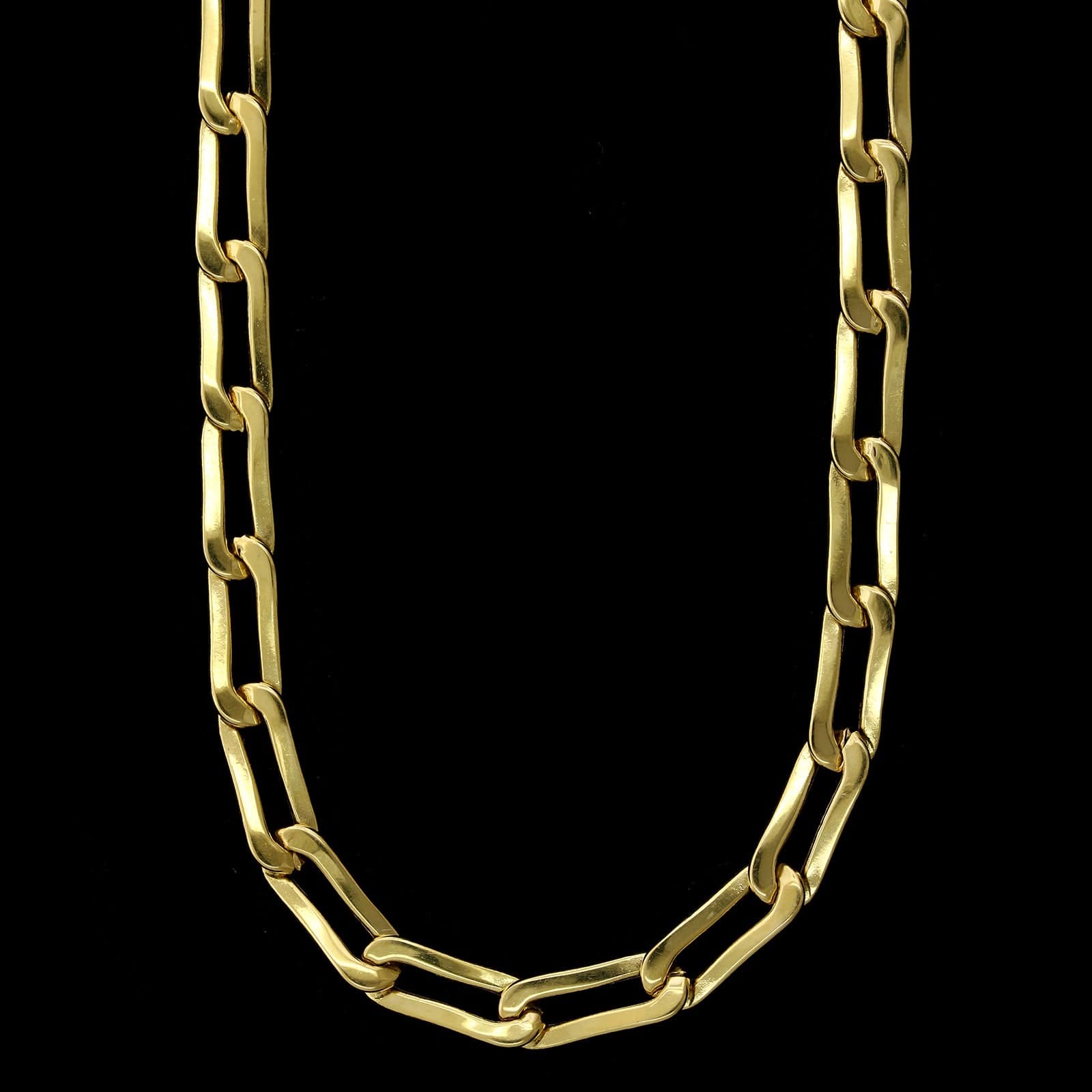 18K Yellow Gold Estate Paperclip Hollow Link Necklace