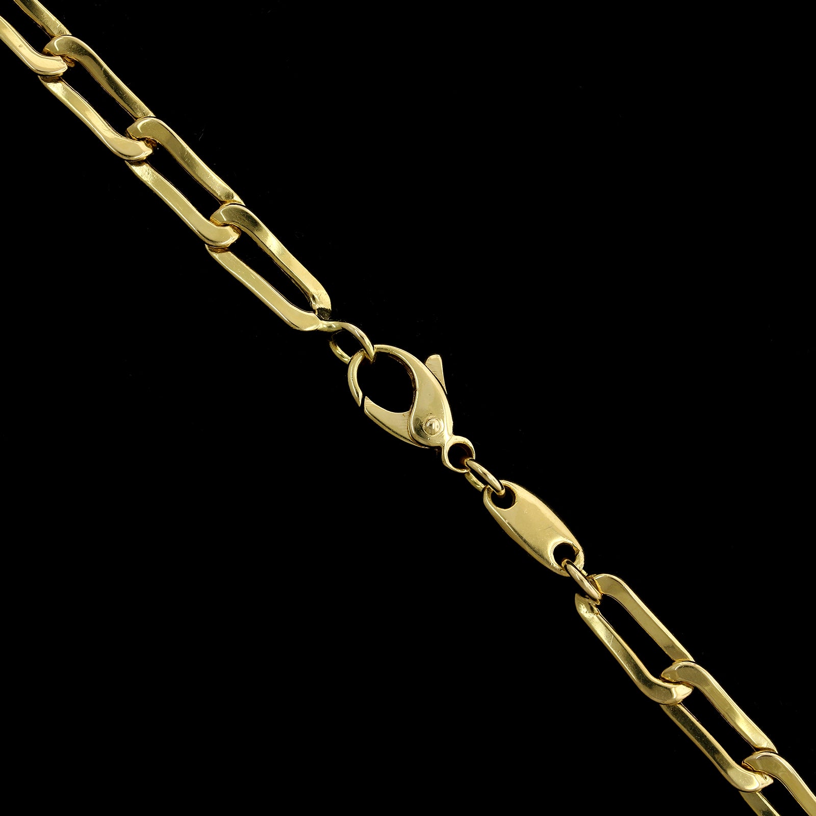 18K Yellow Gold Estate Paperclip Hollow Link Necklace