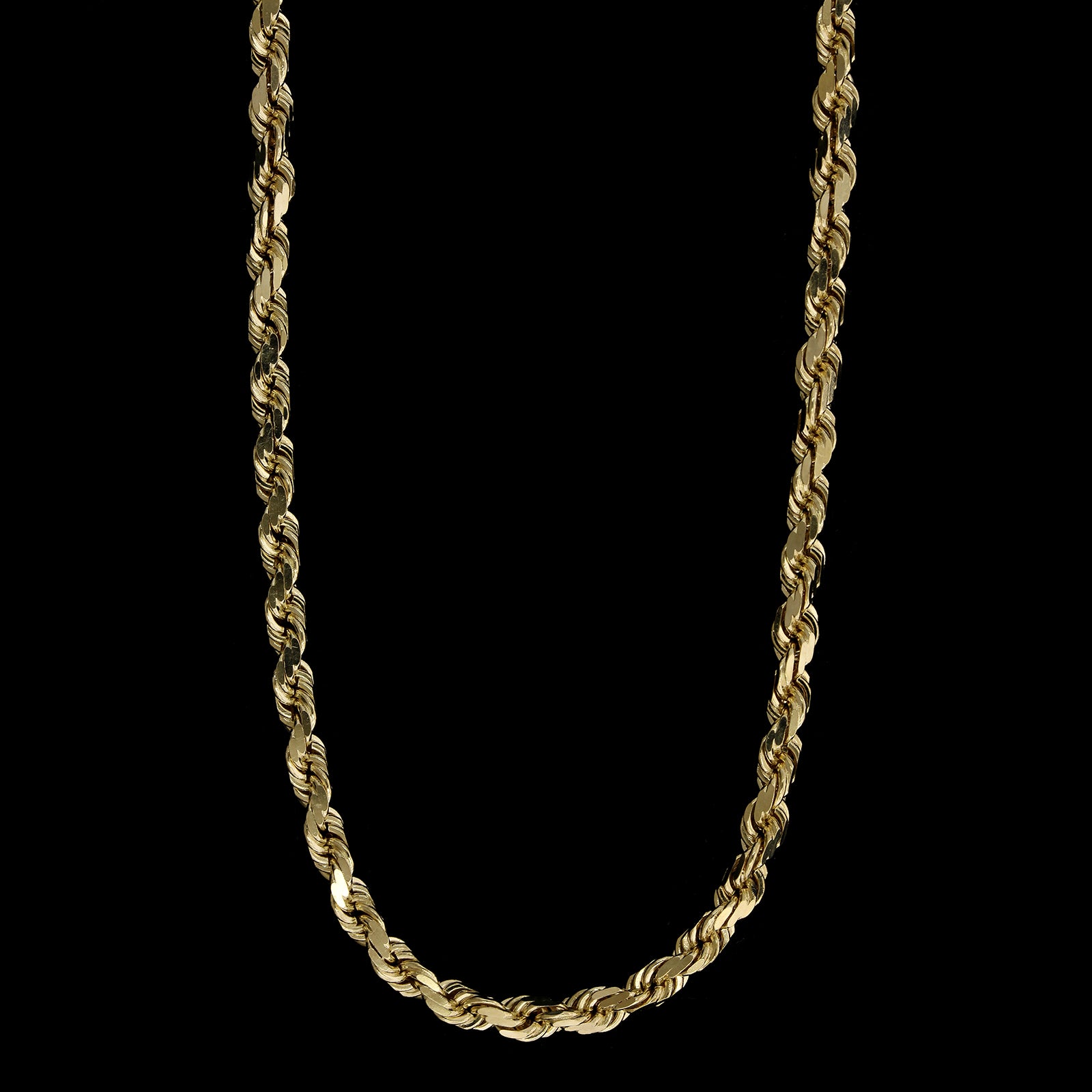 14K Yellow Gold Estate Diamond Cut Rope Chain