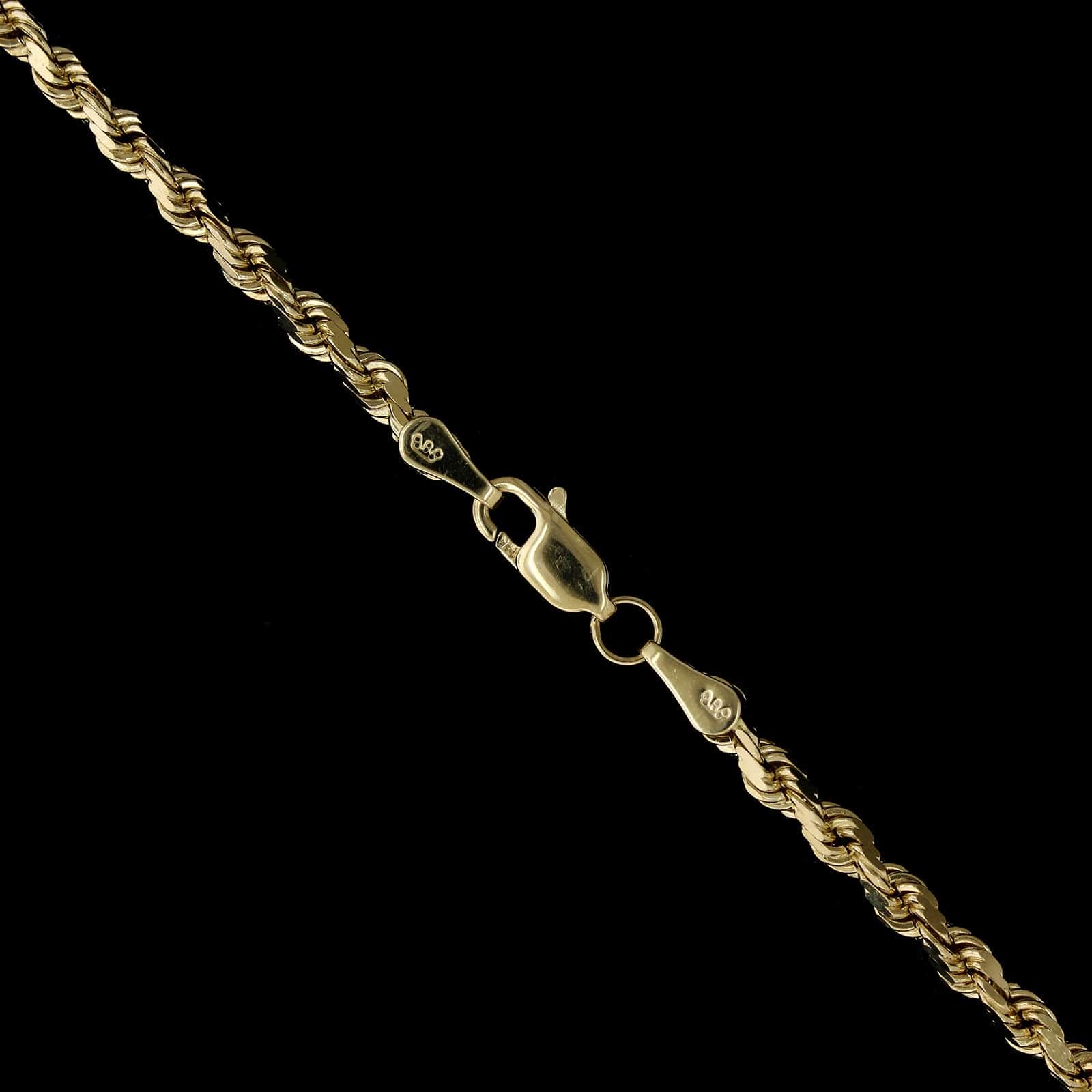 14K Yellow Gold Estate Diamond Cut Rope Chain
