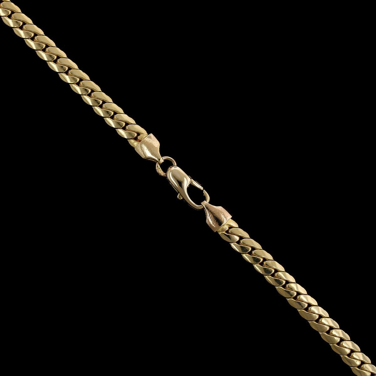 14K Yellow Gold Estate Flat Curb Link Chain Necklace