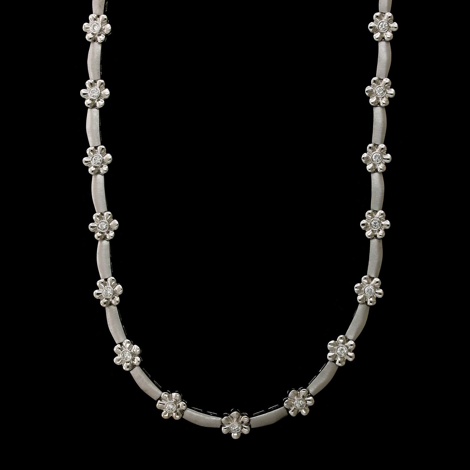 14K White Gold Estate Diamond Necklace