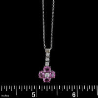 18K White Gold Estate Pink Sapphire and Diamond Pendant