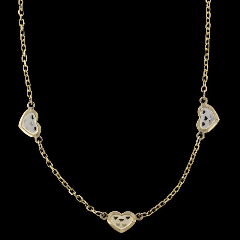 14K Two Tone Gold Estate Heart Necklace