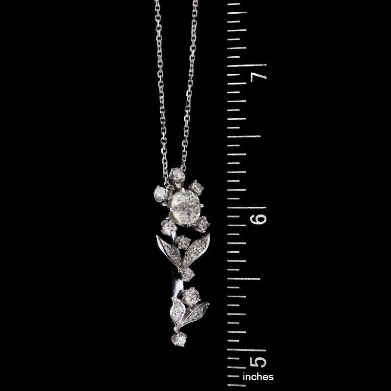 14K White Gold Estate Diamond Flower Pendant