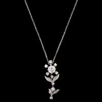 14K White Gold Estate Diamond Flower Pendant