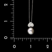 14K White Gold Estate Cultured Tahitian Pearl and Diamond Pendant