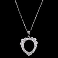 14K White Gold Estate Diamond Heart Pendant