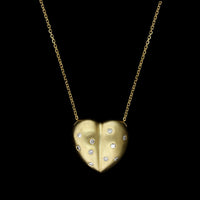 14K Yellow Gold Estate Diamond Heart Pendant