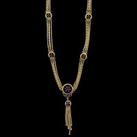19K Yellow Gold Estate Enamel Tassel Reversible Necklace