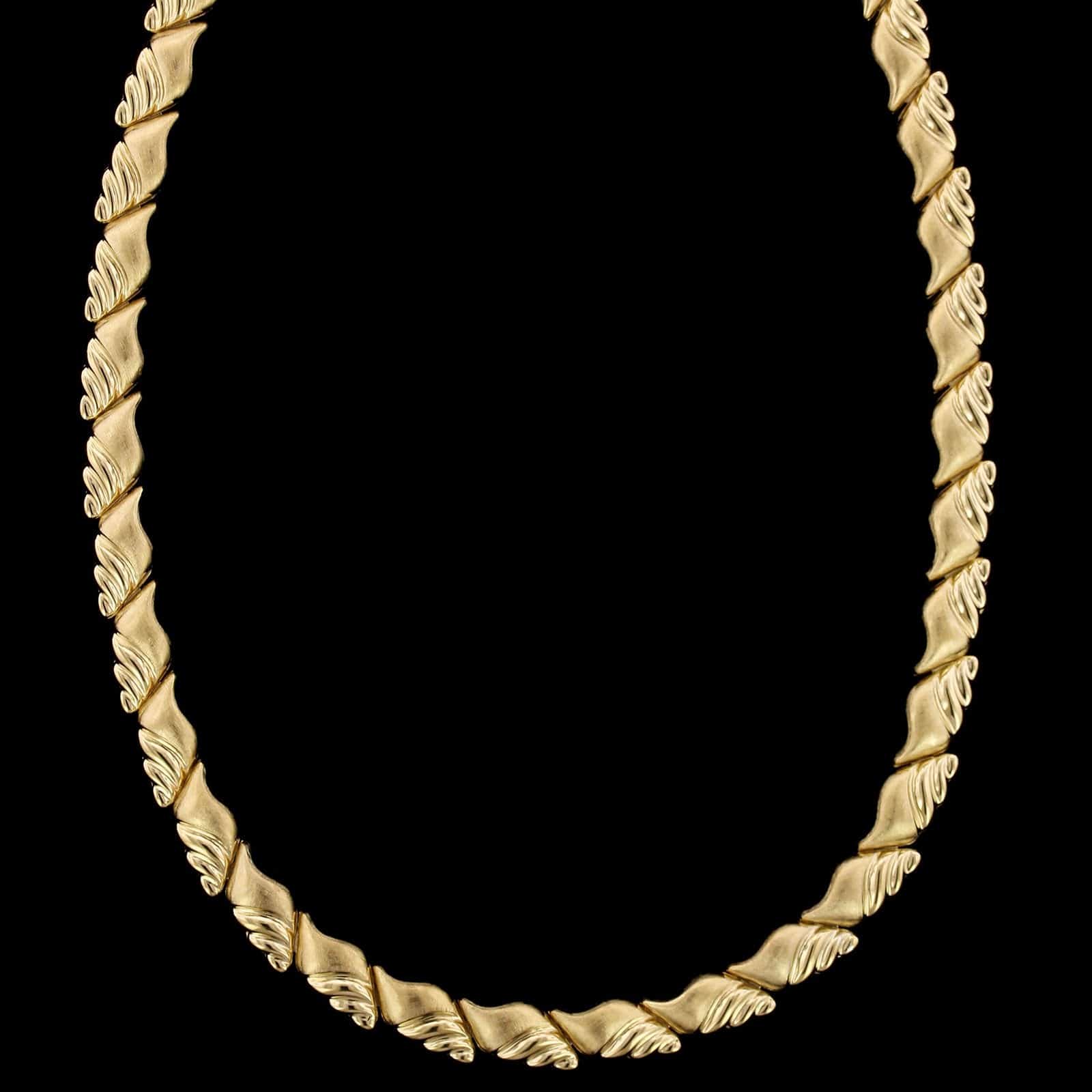 18K Yellow Gold Estate Shell Link Necklace