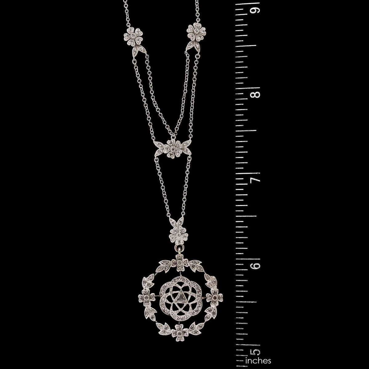 Vintage Platinum Estate Diamond Pendant Necklace