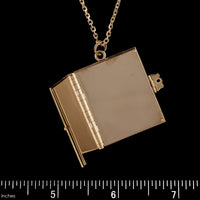 14K Yellow Gold Estate Book Locket Pendant Necklace