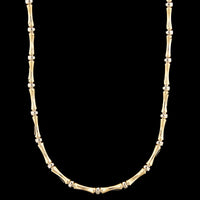 14K Two-tone Gold Estate Bamboo Style Link Necklace