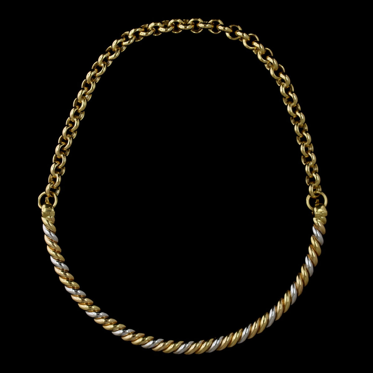 18K Tricolor Gold Estate Twisted Necklace