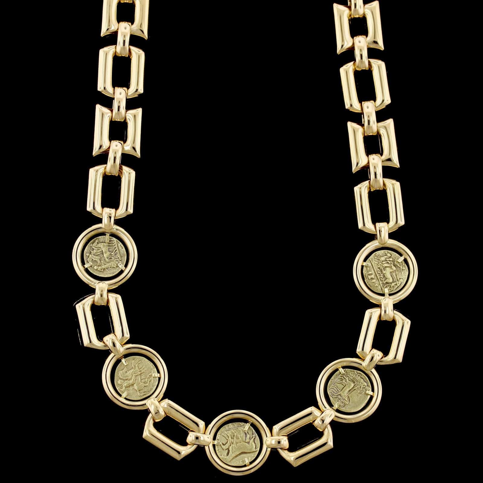 18K Yellow Gold Estate Roman Coin Necklace