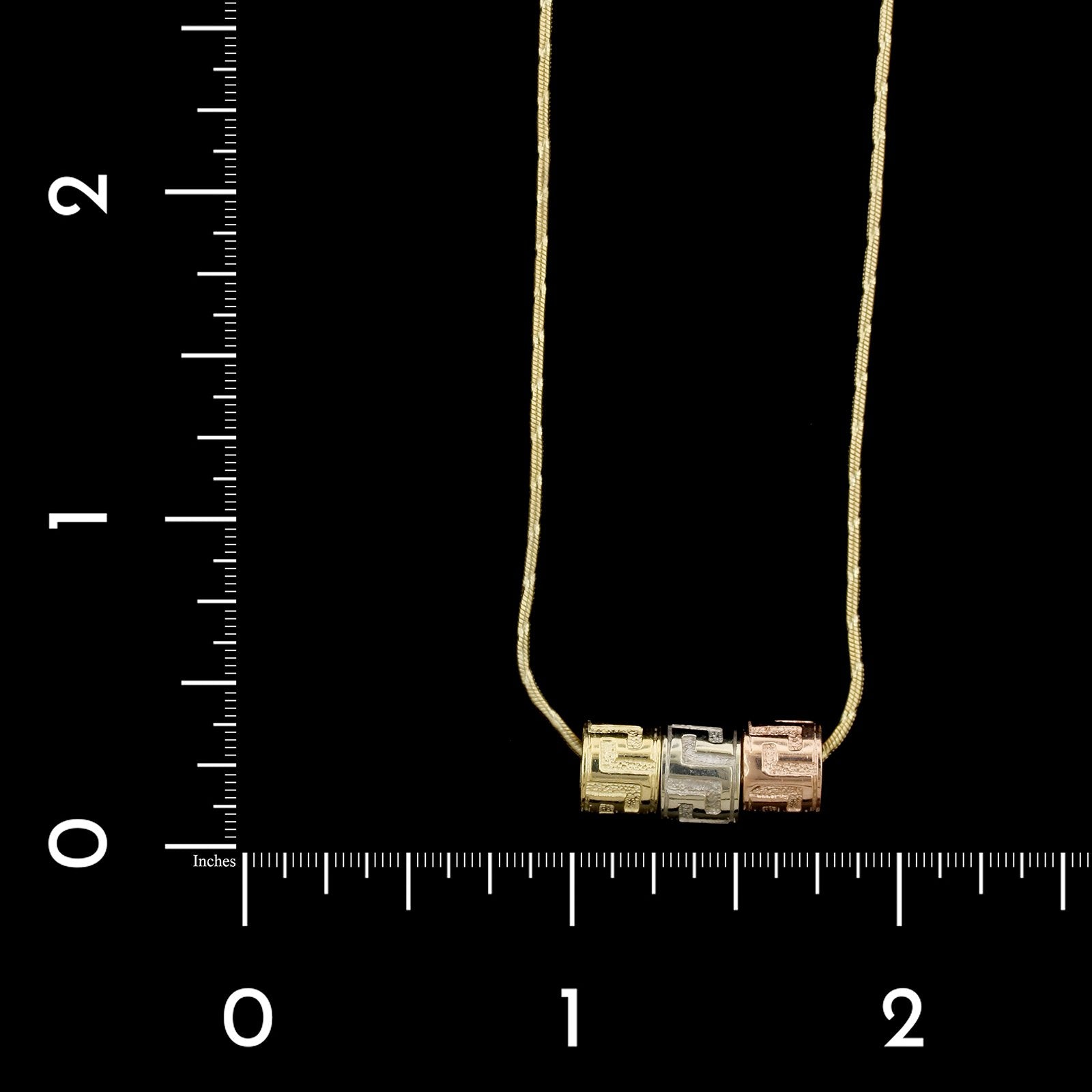 14K Tri Color Gold Estate Greek Key Necklace
