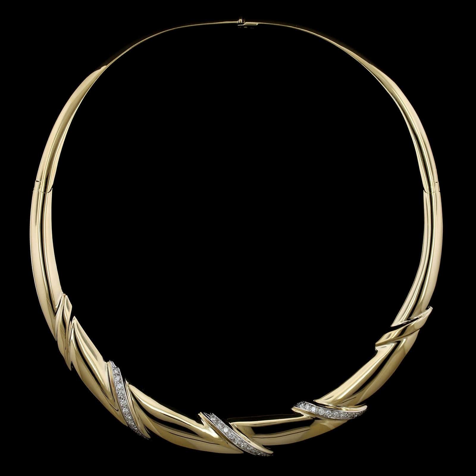 14K Yellow Gold Estate Diamond Collar Necklace