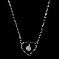 14K White Gold Estate Diamond Heart Necklace