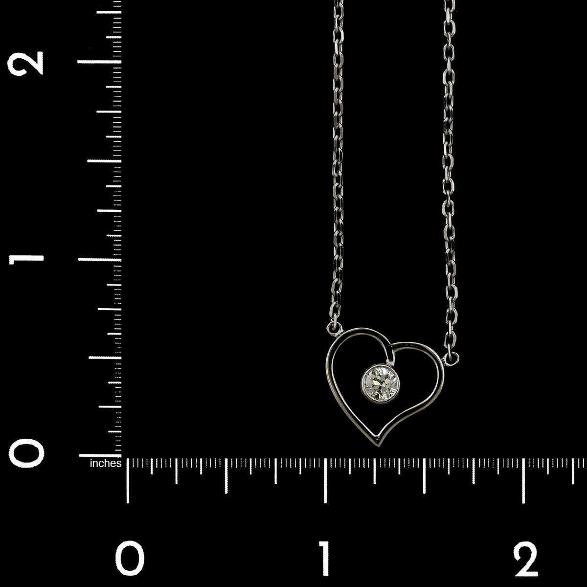 14K White Gold Estate Diamond Heart Necklace