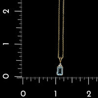 14K Yellow Gold Estate Blue Topaz and Diamond Pendant