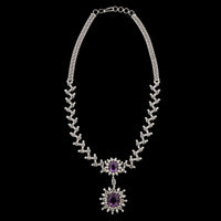 18K White Gold Amethyst and Diamond Necklace. 