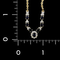 14K Yellow Gold Estate Sapphire and Diamond Necklace