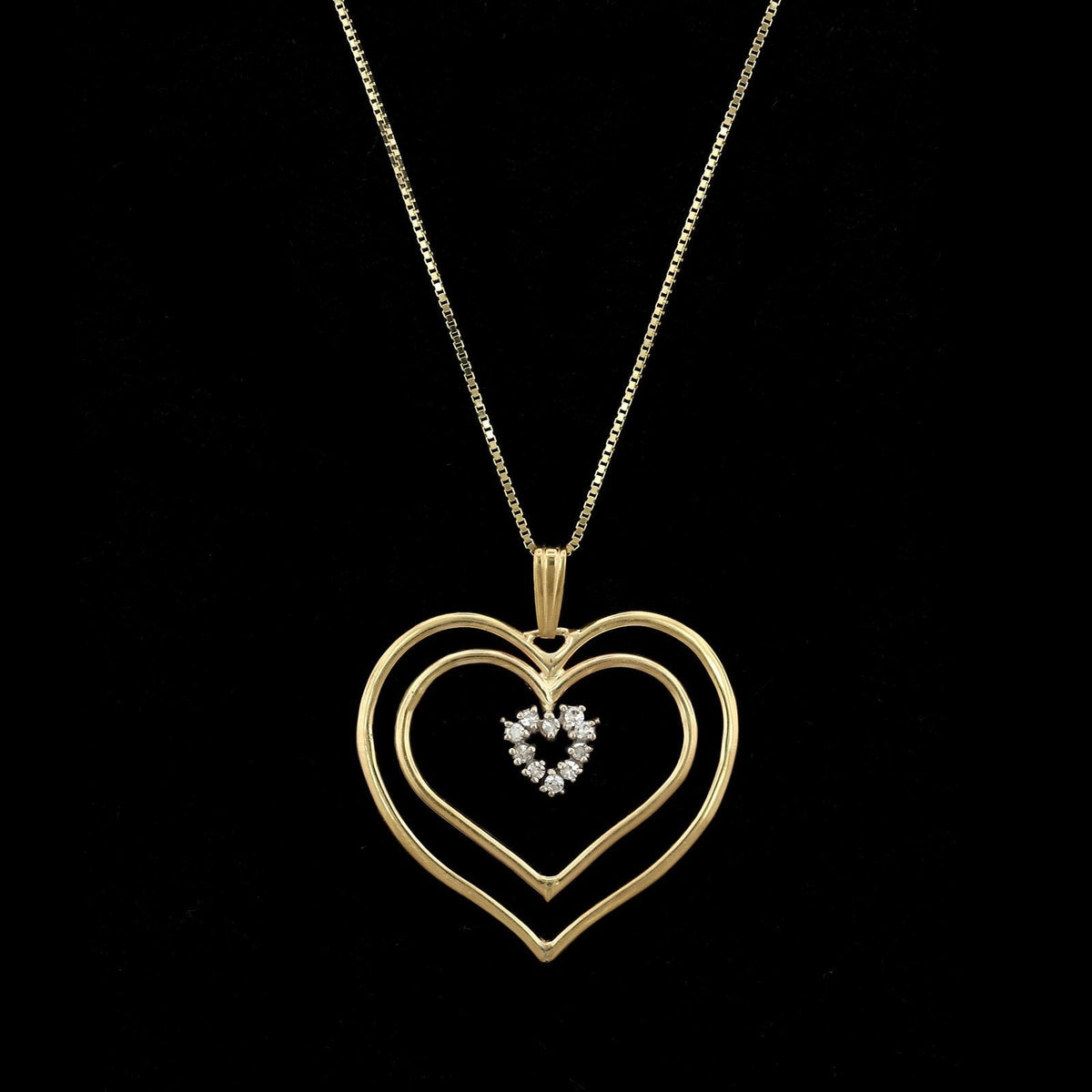 14K Yellow Gold Estate Diamond Heart Pendant