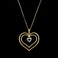14K Yellow Gold Estate Diamond Heart Pendant
