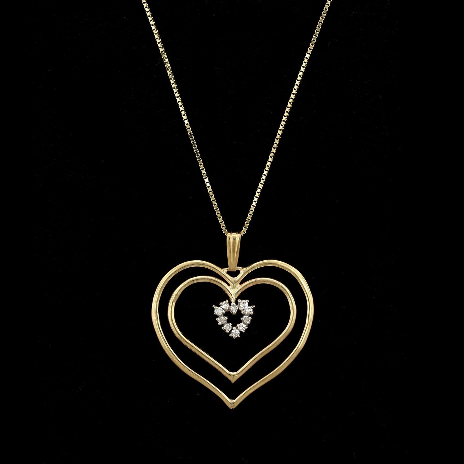 14K Yellow Gold Estate Diamond Heart Pendant