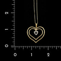 14K Yellow Gold Estate Diamond Heart Pendant