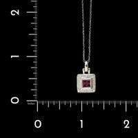 18K White Gold Estate Ruby and Diamond Pendant