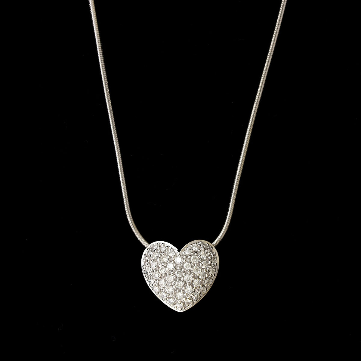 14K White Gold Estate Diamond Heart Pendant