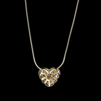 14K White Gold Estate Diamond Heart Pendant