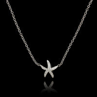 14K White Gold Estate Diamond Starfish Necklace