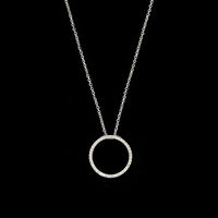 14K White Gold Estate Diamond Circle Pendant