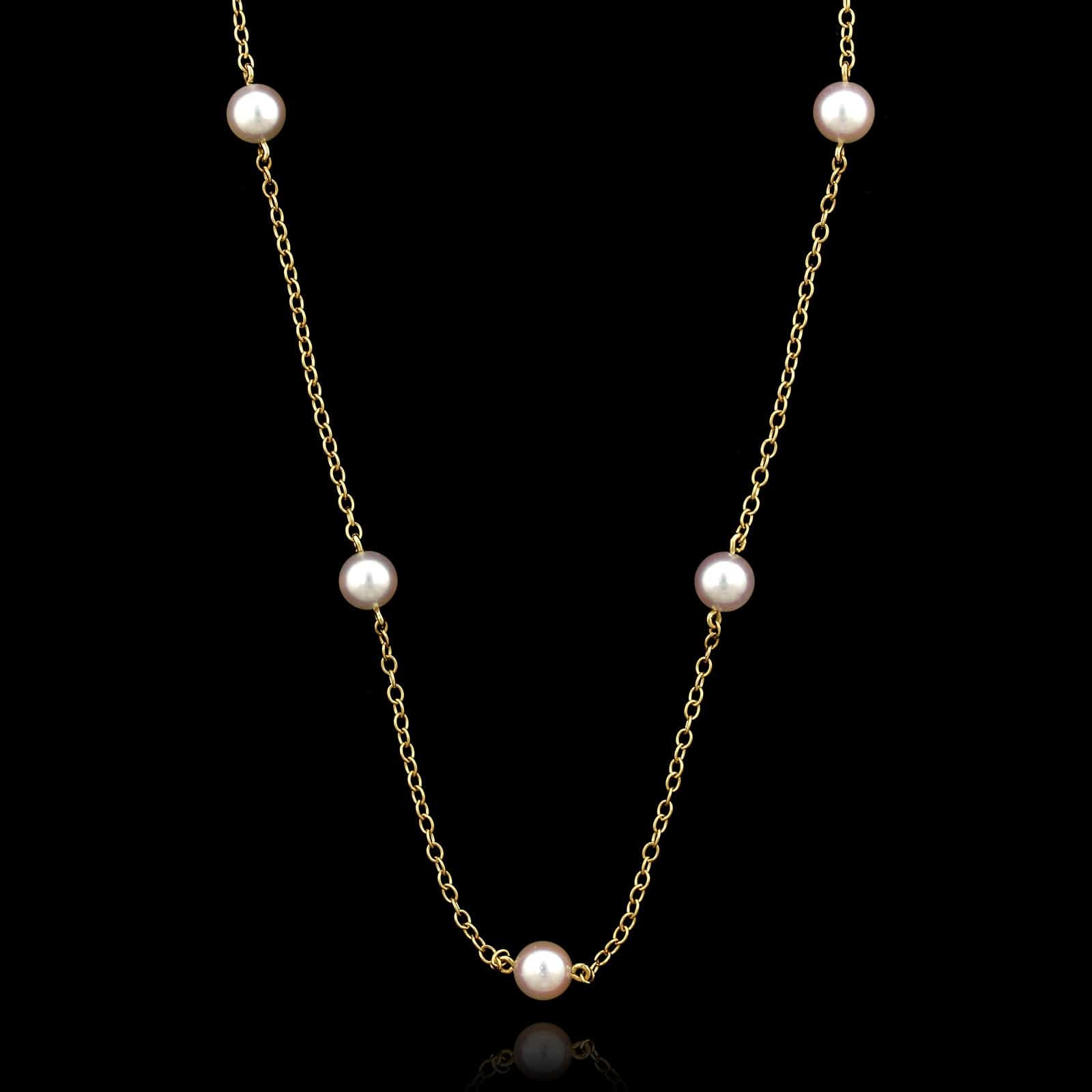 Tiffany & Co. 18K Yellow Gold Estate Elsa Peretti Cultured Pearl by the Yard Necklace