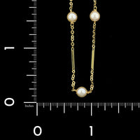 14K Yellow Gold Estate Cultured Pearl Tin Cup Necklace