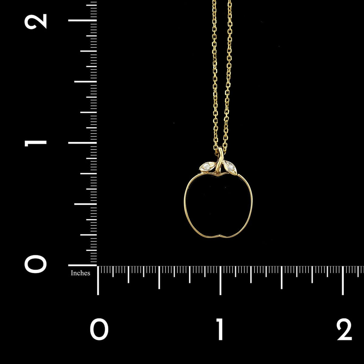 14K Yellow Gold Estate Onyx and Diamond Apple Pendant
